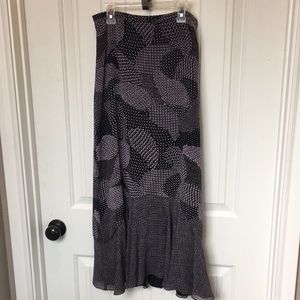 Cynthia Howie black and purple dot design skirt size 6